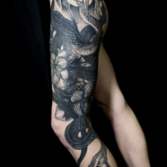 leg_sleeve_snake_peonies_t-rex.jpg