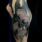 raven_mushroom_chanterelle_thigh_tattoo.jpg